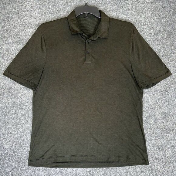 Lululemon Polo Shirt Mens Medium Black Performance Short Sleeve Athleisure Adult - Picture 1 of 7
